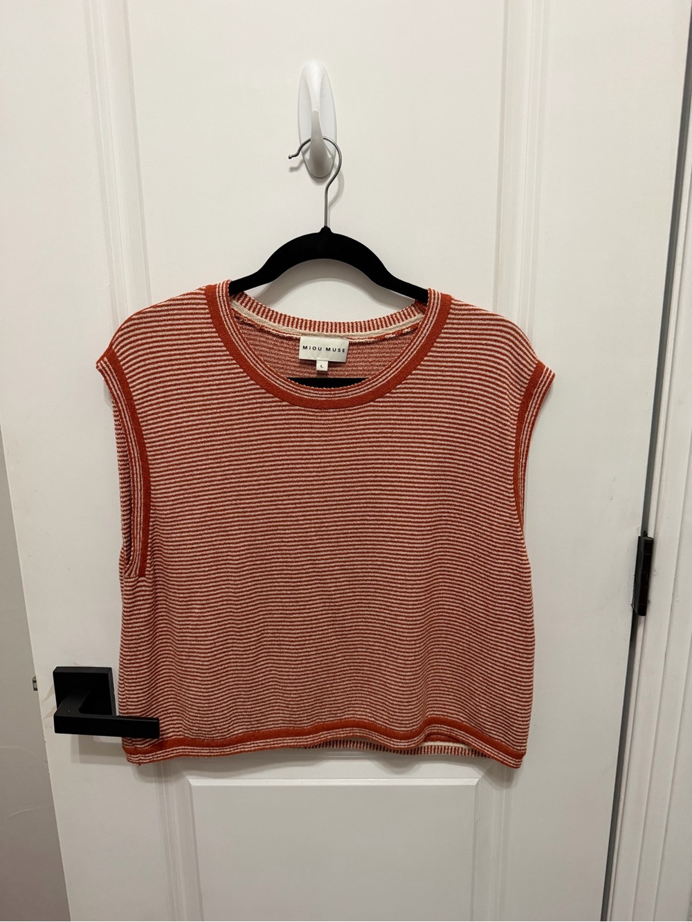 MIOU MUSE Rust-Striped Knit Sleeveless Tank